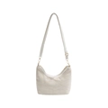 Elegante borsa hobo in paglia bianco crema con tracolla in pelle per spiaggia e mare - Bianco