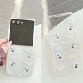 Vista dettagliata della custodia Samsung Z Flip con decorazioni 3D a orsetto di perle - Resina Stellata Fiocco Orso / Samsung ZFold3