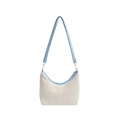 Borsa hobo intrecciata a mano color crema e azzurro con forma a mezza luna moda - Blu