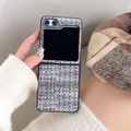 Close-up of gray woven texture phone case for Samsung Galaxy Z Flip series folding screen - Black Weaving / Samsung ZFlip3