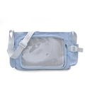 Japanese style light blue Ita bag crossbody shoulder bag with clear front display window - Blue