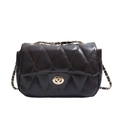 Classic dark brown quilted leather crossbody bag with gold chain strap and turn-lock - Brown