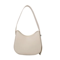Cream semi-circle underarm bag in smooth faux leather with minimal stitch details - White