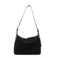 Minimalistische schwarze Schultertasche aus Canvas mit verstellbarem Riemen für Damen - Schwarz