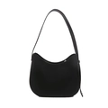 Minimalist black matte hobo shoulder bag with a curved crescent design and long strap - Black