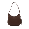 Minimalist dark brown leather baguette shoulder bag with retro half-moon design - Dark Brown