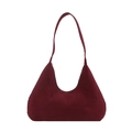 Retro burgundy suede hobo bag with minimalist one-piece shoulder strap and large capacity - Red