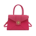Minimalist hot pink shoulder bag with gold filigree clasp and adjustable strap - Rose Pink