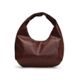Minimalist deep wine red leather hobo shoulder bag with geometric patchwork design - Red