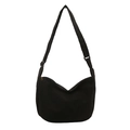 Borsa a tracolla minimalista in tela nera a forma di mezzaluna con tracolla regolabile - Nero