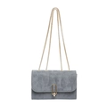 Borsa a tracolla grigia opaca con catena dorata e chiusura a scatto ovale in metallo - Grigio