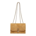 Borsa a tracolla minimalista in camoscio color cammello con fibbia a U dorata elegante - Marrone