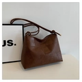 Grande borsa tote marrone scuro in pelle con patchwork geometrico e manici fini - Marrone