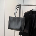 Borsa tote nera classica vintage con texture plissettata retrò e grande capacità da donna - Tipo standard / Nero