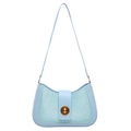 Light blue sequin underarm bag with gold metal clasp for women stylish commute - Blue