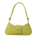 Modern lime green underarm bag with a knotted strap and decorative round buckle detail - Green