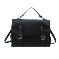 Zaino vintage da donna in pelle PU nera ad alta capacità con fibbie metalliche - Nero