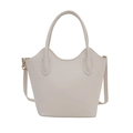 Minimalist off-white bucket bag with wavy edge design and adjustable shoulder strap - White