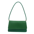 Minimalistische smaragdgrüne Schultertasche mit gewebtem Deckel und goldener Hardware - Grün