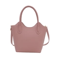 Elegant pink retro bucket handbag for women with gold hardware and adjustable strap - Pink