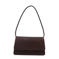 Dark brown textured small square bag with woven patterns and gold metal hardware - Brown