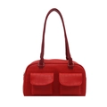 Borsa a mano retrò rossa con stampa coccodrillo, tasche frontali e tracolle lunghe - Rosso