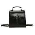Mochila tote de cuero encerado negro con hebilla vintage y asa superior funcional - Bolsa / Negro