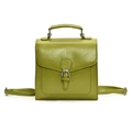 Mochila vintage verde oliva de cuero sintético pulido con hebilla metálica clásica - Bolsa / Verde