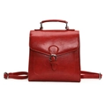 Mochila estilo maletín rojo brillante vintage con hebilla plateada y asa superior - Bolsa / Rojo