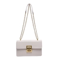 Minimalist beige crossbody bag for women with gold chain strap and square metal clasp - Off White