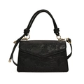 Fashionable black square bag with 3D koi fish and lotus relief and gold hardware - Black