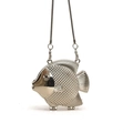 Mini Umhängetasche aus Metall in Fischform mit eleganter Kette für Damen in Silber - Silber