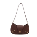 Vintage burgundy leather dumpling bag with golden twist lock and rivet accents - Brown