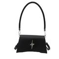 Borsa a spalla nera a mezzaluna con logo a stella d'argento e base curva elegante - Nero