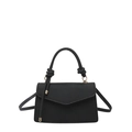Minimalistische schwarze Crossbody-Tasche mit Webstruktur und Knoten-Tragegriff - Schwarz