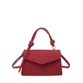 Red woven crossbody bag with envelope flap and knotted rope handle for women - Red