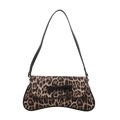Französische Retro-Schultertasche mit Leopardenmuster und schwarzer Schleife vorne - Leopard Schwarz