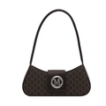 Classic dark brown monogram baguette shoulder bag with silver M-shaped metal buckle - Brown