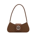 Brown faux leather underarm bag with all-over M print and large silver metal buckle - Brown