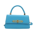 Sac à bandoulière bleu ciel avec boucle dorée élégante et poignée pour femme - Bleu