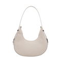 Elegant off-white half-moon shoulder bag with crocodile pattern and silver buckle - White (Crocodile Embossed)
