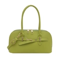 Chic lime green leather underarm bag with gold eyelet strap and adjustable shoulder strap - Green