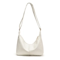 Creamy white hobo crossbody bag in soft faux leather with vertical stitching detail - White
