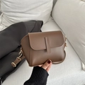 Minimalist brown soft leather crossbody bag with adjustable strap and gold hardware - Brown