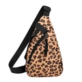 Sac de poitrine léopard sportif avec bandoulière réglable et tirette de fermeture tressée - Léopard Jaune