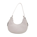 Bolso de hombro hobo blanco de media luna con textura mate y hebilla plata - Blanco