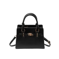 Minimalistische schwarze Handtasche aus Kunstleder mit Goldschloss und Schultergurt - Schwarz