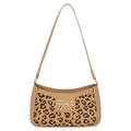 Borsa sottobraccio leopardata con finiture in pelle marrone e fiocco dorato - Leopardo Cachi