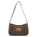 Borsa sottobraccio leopardata marrone con fibbia a fiocco d'oro e tracolla sottile - Leopardo Caffè