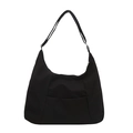 Black large capacity tote bag with adjustable strap for casual commute in minimalist style - Black